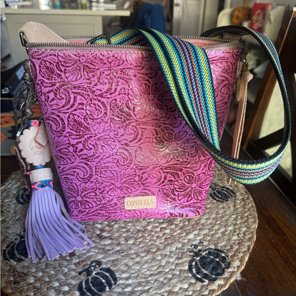 Consuela Mena wedge Crossbody Bag with Multicolor Strap